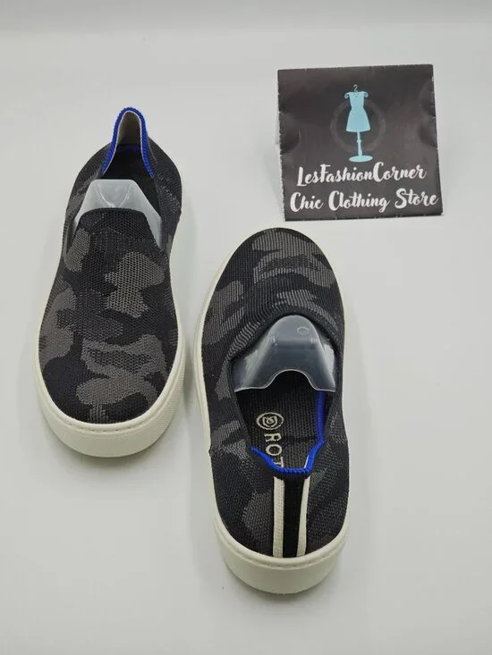 Rothy's Women's The Original Black & Gray Camo Fabric Slip On Sneakers Sz 6 2227 - Picture 12 of 16